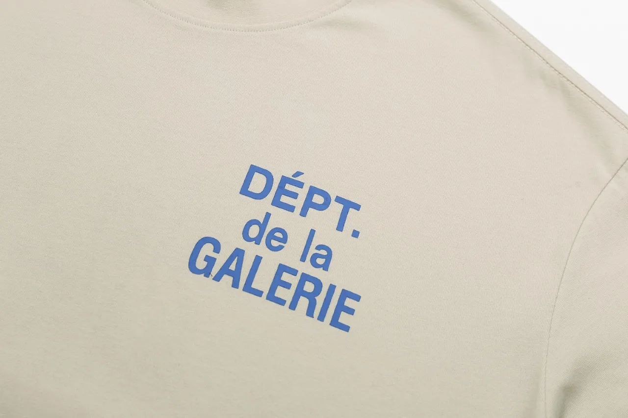 648#Gallery Dept New Classic Basic French Letters LOGO Basic Slogan Round Neck Short Sleeve T-Shirt Pure Cotton Tee Royal Blue Red Lake Blue Apricot Print Blue Apricot Print Black S～XL p90